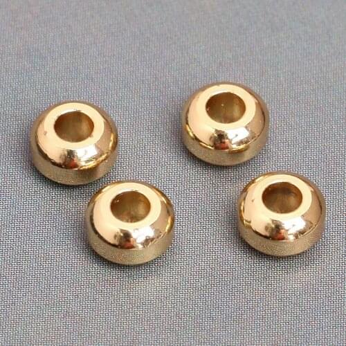 20pcs Dia. 4.88mm Big Hole Beads Gold Silver Color Metal Copper Spacer Beads For Diy Jewelry Making Accessories