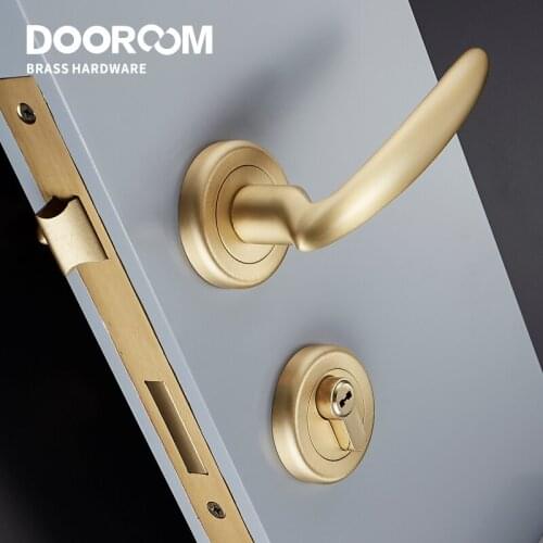 Dooroom Brass Mute Door Lever American European Modern Black Gold Interior Room Bedroom Bathroom Solid Wood Door Lock Split Knob