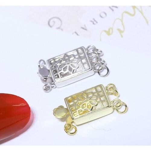 TWO ROW/THREE ROW NEW ARRIVAL 925 Sterling Silver Necklace Bracelet Clasps and Hooks Jewellery Accessory Parts Settings
