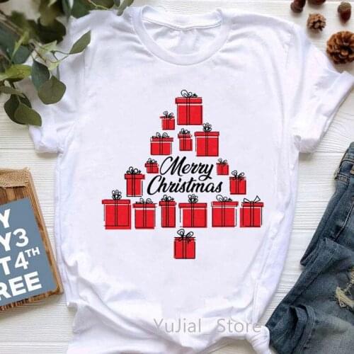 Funny Leopard Christmas Tree Print Women Tshirts Peace Love Beer/Santa Claus Graphic T-Shirt Femme Fashion White T Shirt Female