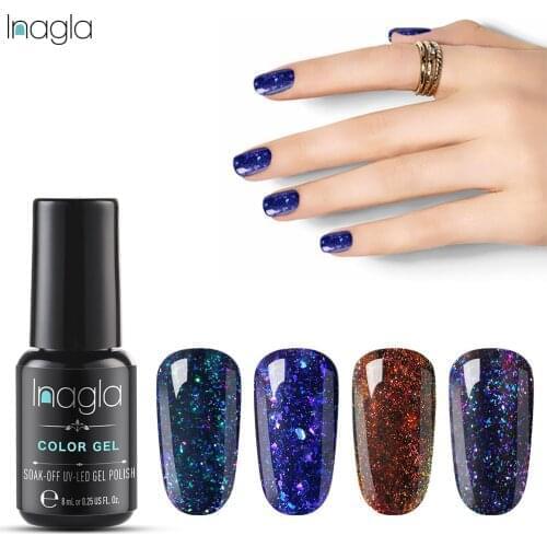 Inagla Chameleon Magnetic Gel Nail Polish Long Lasting Shining Laser 8ml Cat Eye Nail Art Gel Soak Off UV LED Gel Varnish