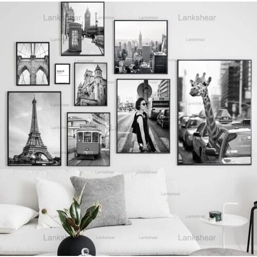 Canvas Painting Paris London City Giraffe Travel Quotes Wall Art Nordic Posters and Prints Wall Art Living Room Frameless Decor