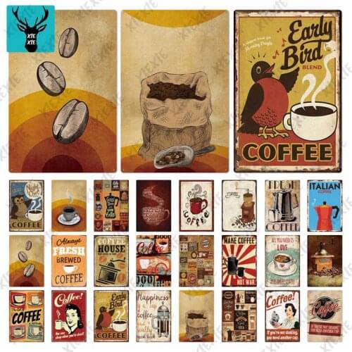 Coffee Metal Sign Vintage Tin Sign Plaque Metal Vintage Wall Decor For Kitchen Coffee Bar Cafe Retro Metal Posters Iron Painting