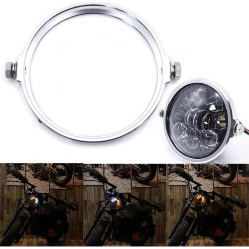 5.75'' Motorcycle Headlight Housing Round Ring Mount Bracket Cover Headlamp Trim Universal For Harley Honda Yamaha Cafe Racer