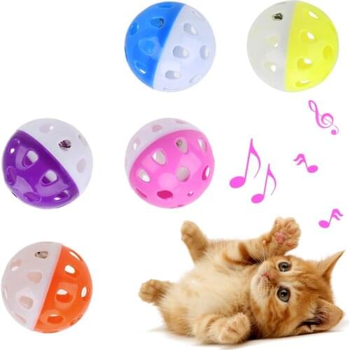 Cat Training Toys Plastic Cat Toy Ball Playing Chew Rattle Scratch Plastic Ball Interactive with Bell Ring Pet Cat Supply