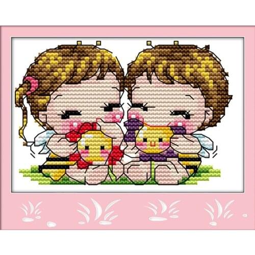 Smilingly cross stitch kit cartoon 14ct 11ct count print canvas stitches embroidery DIY handmade needlework plus