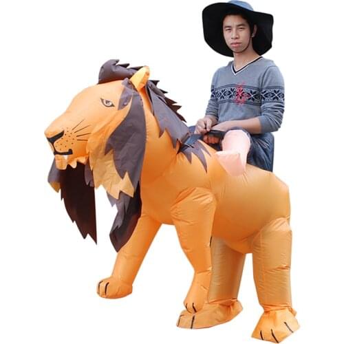Adult Man Inflatable Costumes Half Body Walk Animal Lion Inflated Garment Halloween Cosplay Costume Party Role Play Disfraz