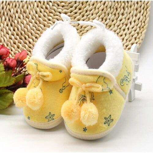 Baby Girl Shoes Newborn Toddler Infant Kid Winter Warm Plush Snow Boot Soft Sole Cotton Shoes 0-18M Crib Shoes First Walkers
