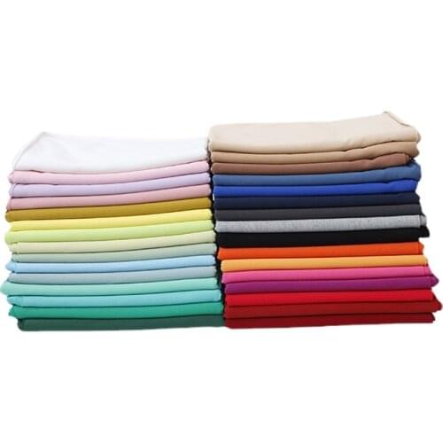 Width 70'' Solid Color Simple Fashion Elastic Knitted Cotton Fabric By The Half Yard For Sportswear T-Shirt Dress Material