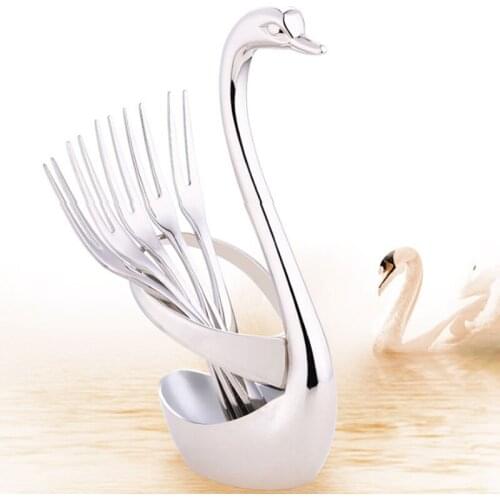 1PC Stainless Steel Fruit Food Fork Spoon Knife Base Holder Swan Shape Creative Tableware Knife Base Holder Wedding Decoration