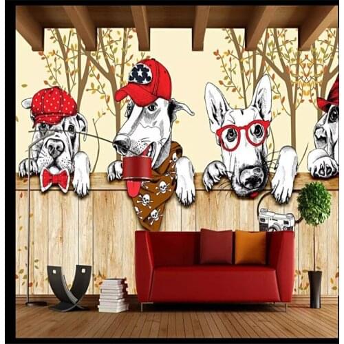 Custom wallpaper large-scale mural hand-painted cartoon pet shop background wall decoration painting