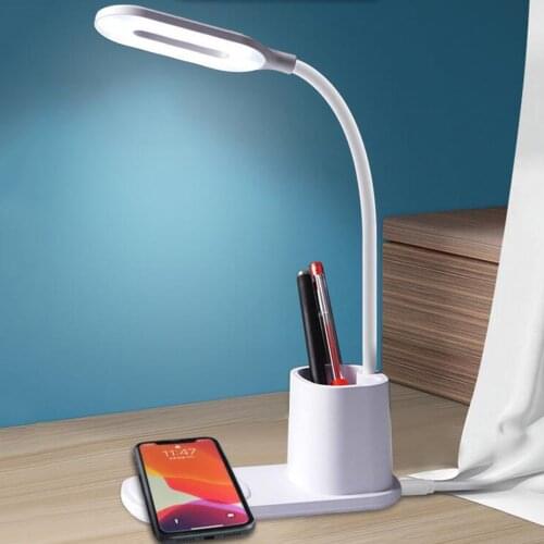 Portable Wireless Charging Eye-caring Touch Sensor Control Desk Lamp for Bed Study Bedroom Makeup