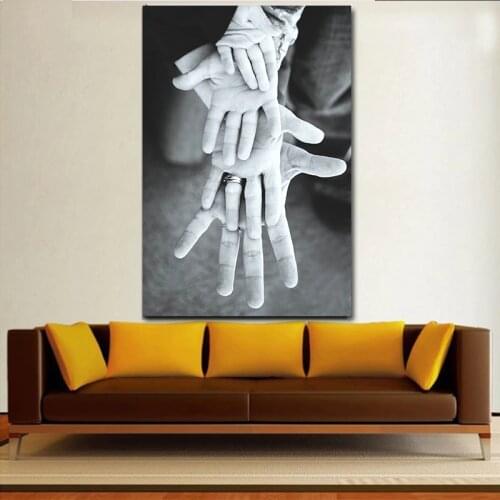 Nordic Poster Hand of the family Canvas Prints Black And White Holding Hands Wall Pictures For Living Room Abstract Home Decor