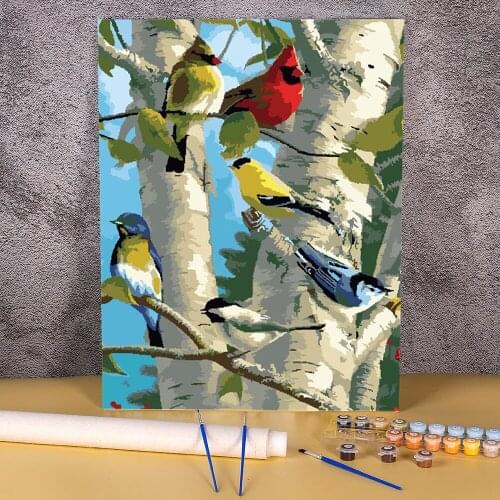 Bird Tree Animal Paint By Numbers Set Oil Paints 50*70 Boards By Numbers Loft Wall Picture Crafts Adults Handicraft Drawing