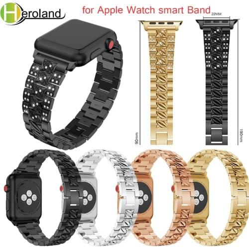 Stainless Steel Strap for Apple Watch Band Rhinestone Diamond 38mm 42mm Smart Watch Metal Band for Apple Watch Series 4 3 2 1