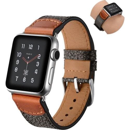 High quality leather strap for apple watch band 44mm 42mm 38mm bracelet Stone pattern watchband for iwatch series 6/5/4/SE/3/2/1