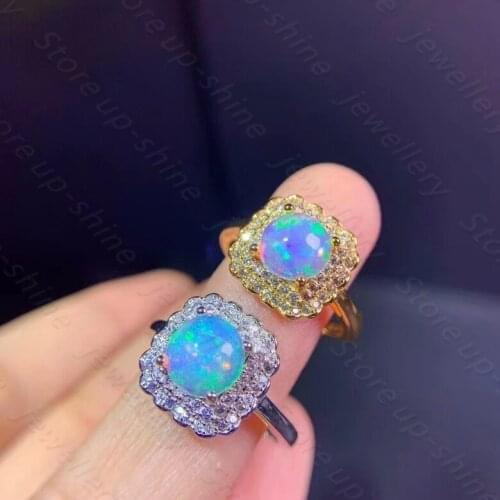 Luxury atmosphere hot sale style natural opal ring 925 silver womens ring noble and elegant