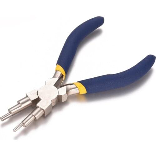 Iron Wire Looping Pliers 6 in 1 Bail Making Pliers with Non-Slip Grip Handle Round Nose Multi-Size Wire Looping Forming Pliers