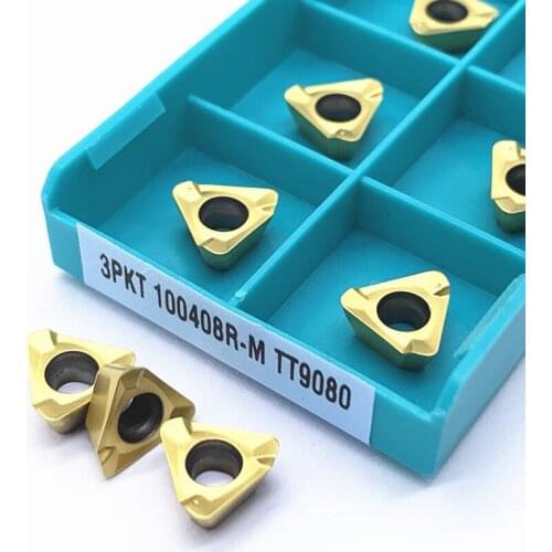 10pcs 3PKT100408R M TT9080 carbide inserts 3PKT 100408R M TT9080 for stainless steel OR High temp alloys|Power Tool Accessories