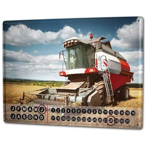 Funny Tractor Garage Combine Harvester Metal Magnet Wall Poster Decoration, Bar Metal Tin Sign