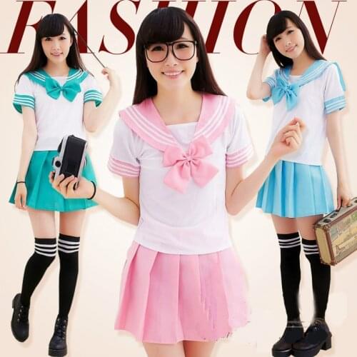 Japanese School Uniform For Girls Sailor Tops+Skirt Navy Style Students Clothes For Girl Plus size Lala Cheerleader clothing