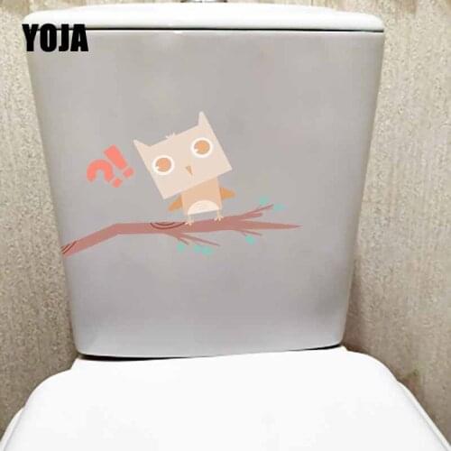 YOJA 14.2X21.5CM Funny Wall Sticker Owls Think about On Branches Kids Rooms Decoration Toilet Seat Decal T5-0597