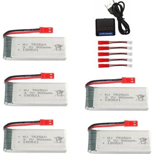 3.7V 900mAh Lipo Battery charger Set For X5 X5C X5SC X5SW 8807 8807W A6 A6W M68 RC drone Parts 3.7v Rechargeable Battery jst