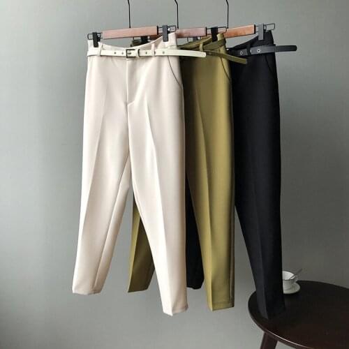 2020 New Women Pants Casual Sashes Harem pants High Waist Elegant Work Trousers Female Casual pantalon femme Suit pants P346