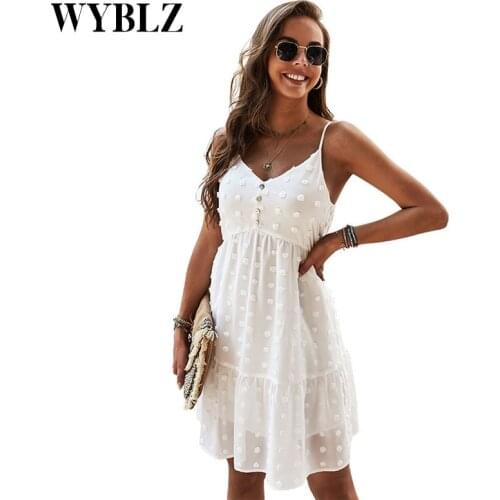 Sexy Summer Camisole Dresses for Women Spaghetti White Fashion V Neck Sleeveless Dress Above Knee Outfits Solid Women Clothing