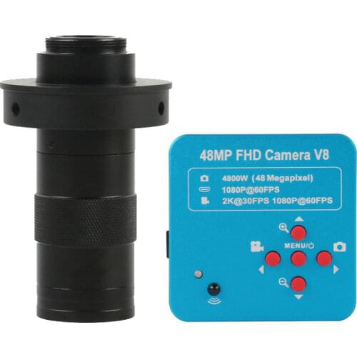38MP 1080P 60FPS 2K HDMI USB Industrial Electronic Digital Video Microscope Camera TF Video Recorder+180X 300X 100X C Mount Lens