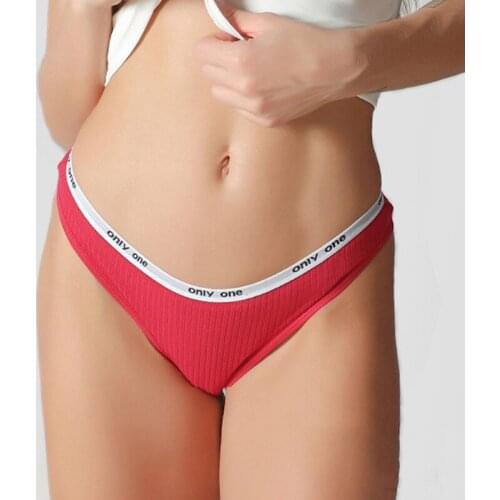 1 Pcs Womens Underwear Cotton Sports Female Thongs Solid Striped G-string Panties For Young Ladies Underpants T-back BANNIROU