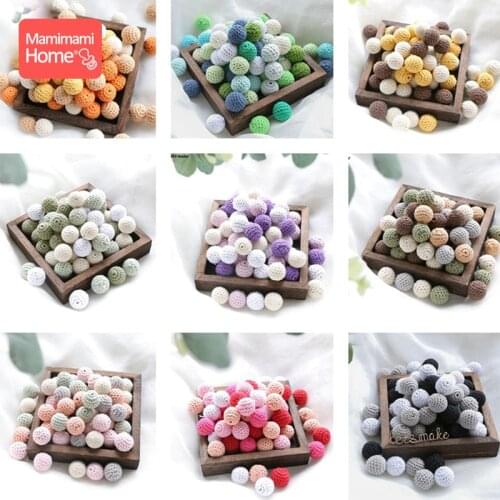 10Pc Baby Wooden Teethers Crochet Beads 20mm BPA Free Wood DIY Pacifier Chain Necklace Nurse Accessories And Gifts Baby Products