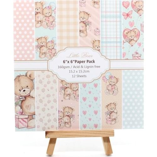 YPP CRAFT 12pcs Little Bear Scrapbooking Pads Paper Origami Art Background Paper Card Making DIY Scrapbook Paper Craft