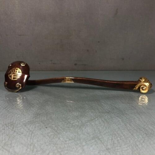 13"Tibet Buddhism Old Bronze Gilt Real gold Lingzhi blessing Wishful Scratch according to ones wishes All wishes come true