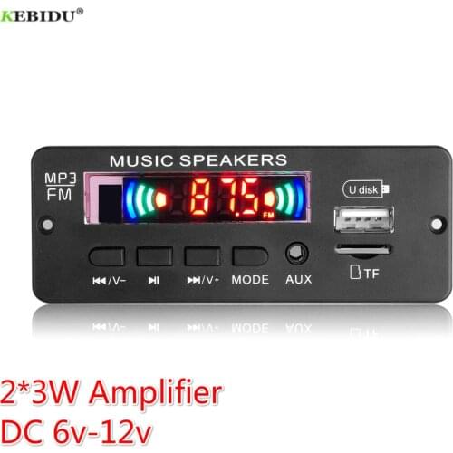 2*3W Amplifier MP3 Player Bluetooth Decoder Board 12V Bluetooth5.0 6W amplifier Car FM Radio Module Support TF USB AUX Recording