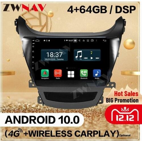 2 Din 4+128GB For Hyundai Elantra 2014 2015 2016 Android 10.0 Multimedia Player Auto Audio Radio GPS Navi Head Unit Auto Stereo