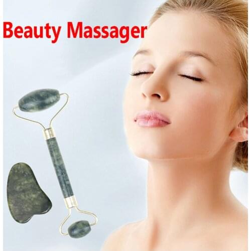 2pcs/set Gua sha beauty health Massager for face Face Massage Roller Gua Sha Scraper Board Face Lift Up Wrinkle Remover New