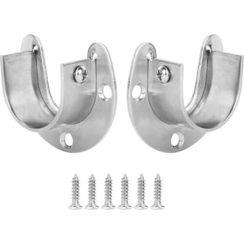 2Pcs Curtain Rod Bracket Frame Stainless Steel Curtain Rod Mounting Bracket Curtain Rod with Screws