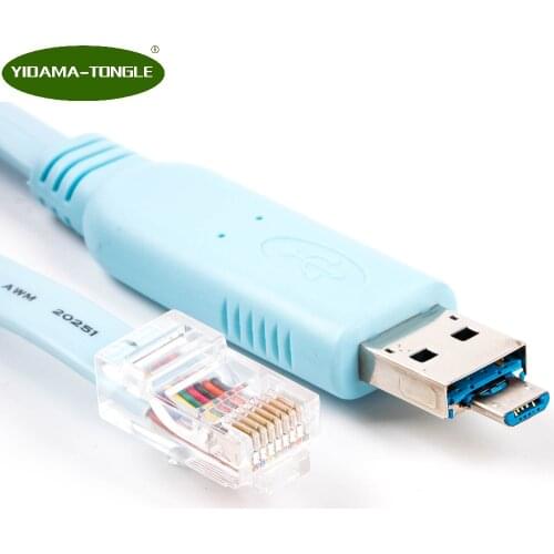 2 in 1 USB/Micro USB to RJ45 Serial Converter Adapter Cable FTDI RS232 for cisco console router device to your computer/laptop