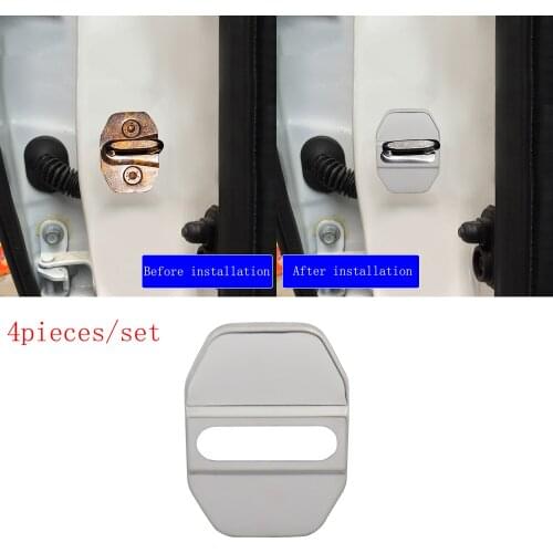 4 pcs silver Stainless Steel Car Door Lock Protective Buckle Cover case for Mercedes-Benz E-class 01-15