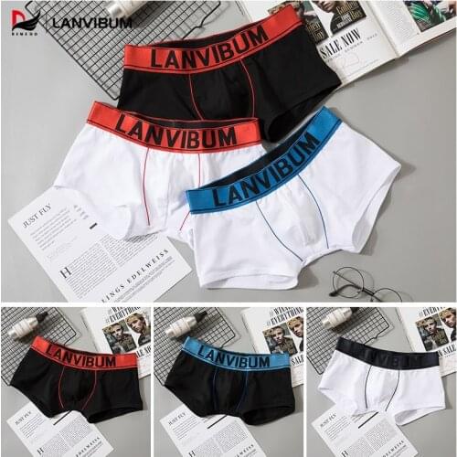5pcs Sexy Underwear Men Boxer Long Wear-resistant Sport Five Point Shorts Cotton Loose Large Size Opening Boxer Cuecas Tide Male