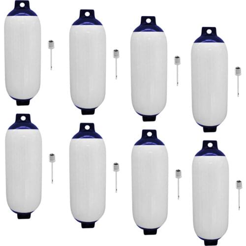 8-Pack Ribbed Marine Boat Fender Durable PVC Bumper Dock Shield Protection 4.3" x 15.7"