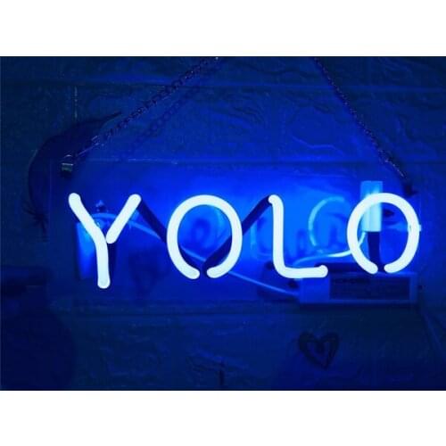 14“ YOLO You Only Live Once Acrylic Custom Neon Light Lamp Sign Beer Bar Real Glass Decorate Home Wall Room Windows Tube Artwork
