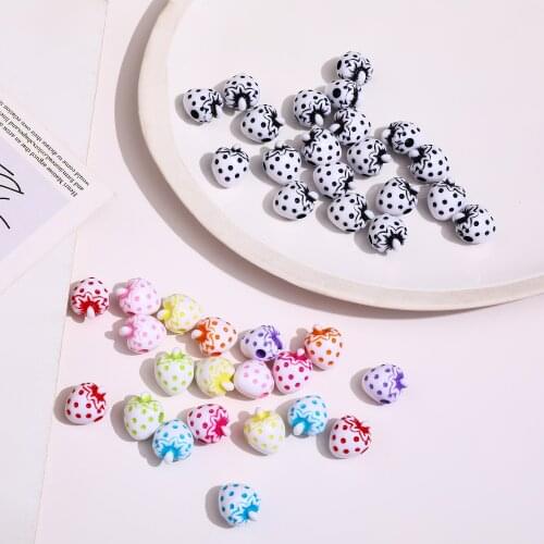 Retro Showa Fun Color Strawberry Beads DIY Handmade Hair Jewelry Bracelet Necklace Accessories Material
