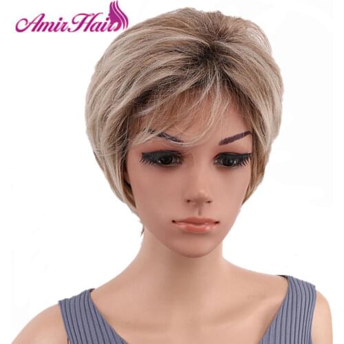 Amir Synthetic Beauty Short Natural Hair Light flax Straight Wig Wigs For Women