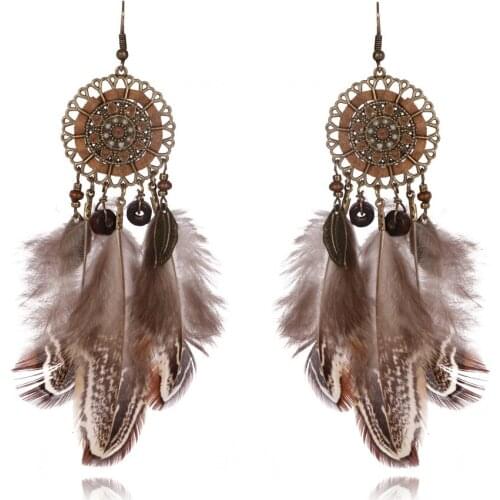 Bohemian Hollow Earrings In Drop Earrings Feather Earrings Hollow Metal For Mother Gift Winter Fashion Jewelry 2019