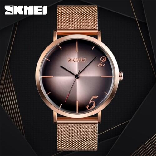 SKMEI Men Quartz Watch Fashion Business Wristwatches Mens Watches Curved Mirror Design Thin Watches Men relogio masculino 9200