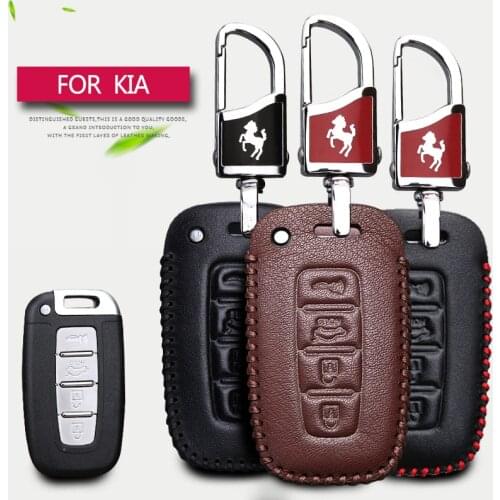 Leather Car Key Case Cover For Kia K5 Cerato Sportage 3 4 Ceed JD Rio 3 4 5 X Line Picanto Stinger Sorento Soul Optima Key Chain