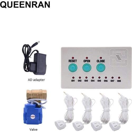 Water Leakage Sensor for Smart House Water Flood Overflow Alarm System with 1pc DN15 DN20 DN25 Valve Water Leak Detecting Sensor