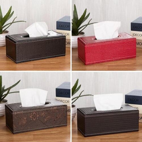 Stylish Pattern Faux Leather Napkin Holder Tissue Dispenser Home Car Hotel Tissue Case Box Paper Storage Pouch